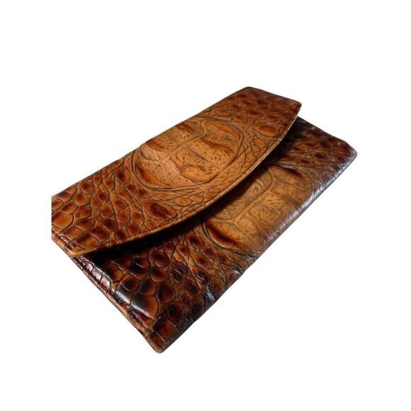 Brahmin Toasted Almond Leather Collection Crocodile Tri-fold Wallet - Picture 11 of 13